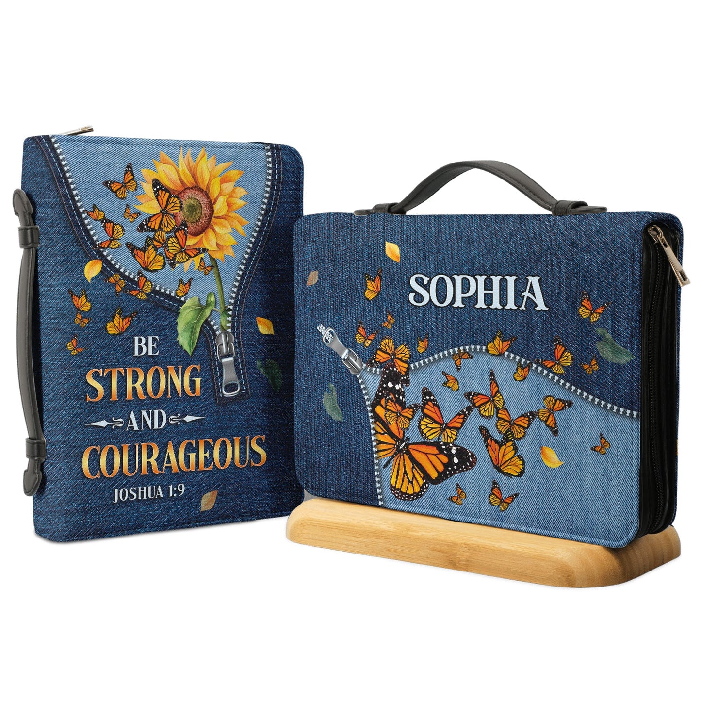 Personalized Bible Cover - Be Strong And Courageous Joshua 1 9 Butterfly Bible Cover for Christians