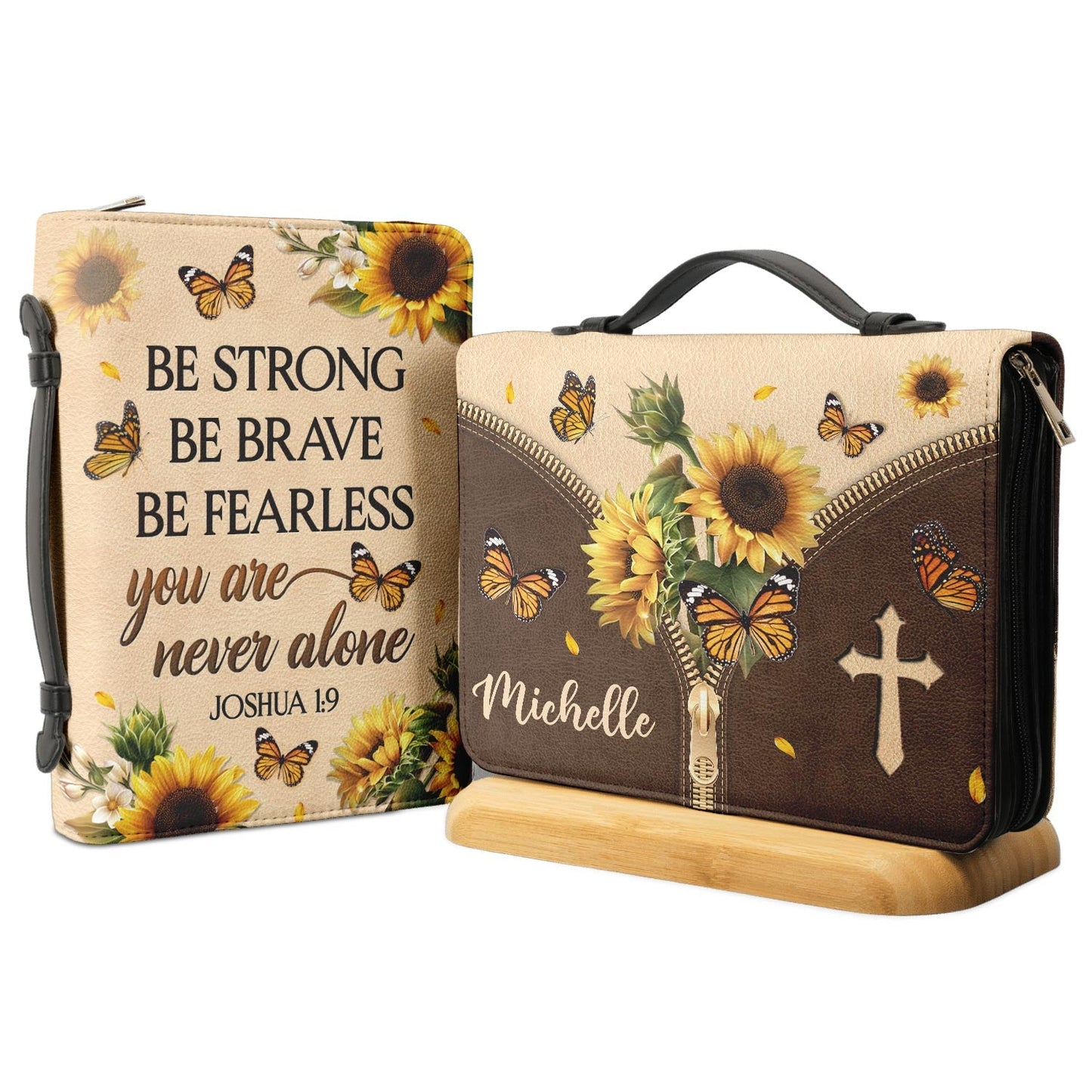 Personalized Bible Cover - Be Strong Be Brave Be Fearless You Are Never Alone Joshua 1 9 Bible Cover for Christians