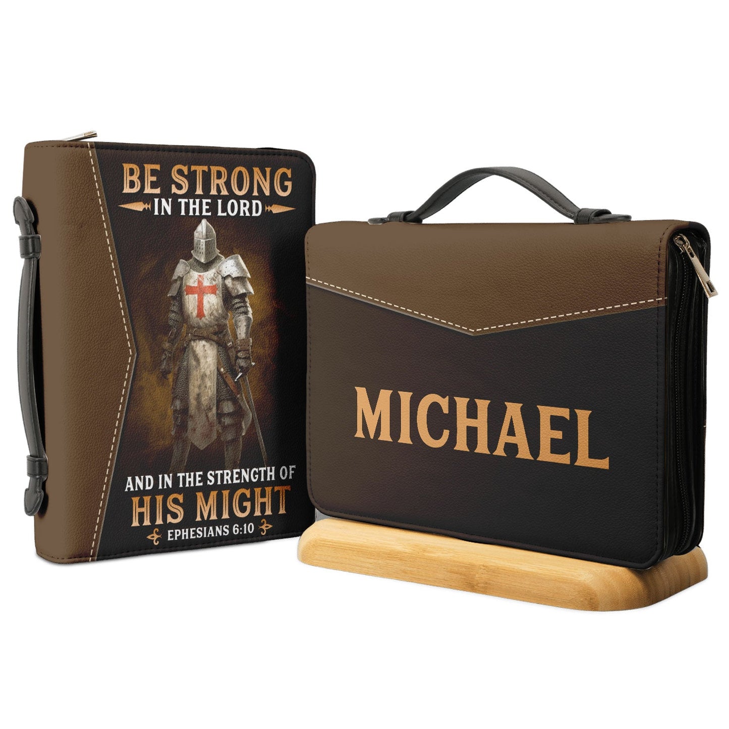 Personalized Bible Cover - Be Strong In The Lord And In The Strength Of His Might Ephesians 6 10 Knights Templar Bible Cover