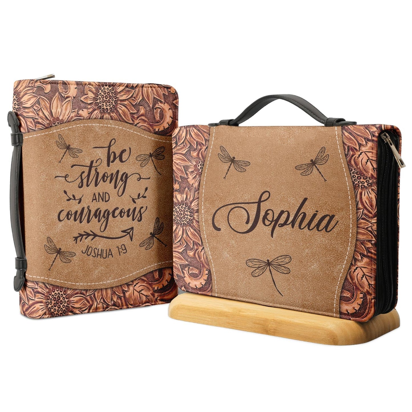 Personalized Bible Cover - Dragonfly Be Strong And Courageous Joshua 1 9 Bible Cover for Christians