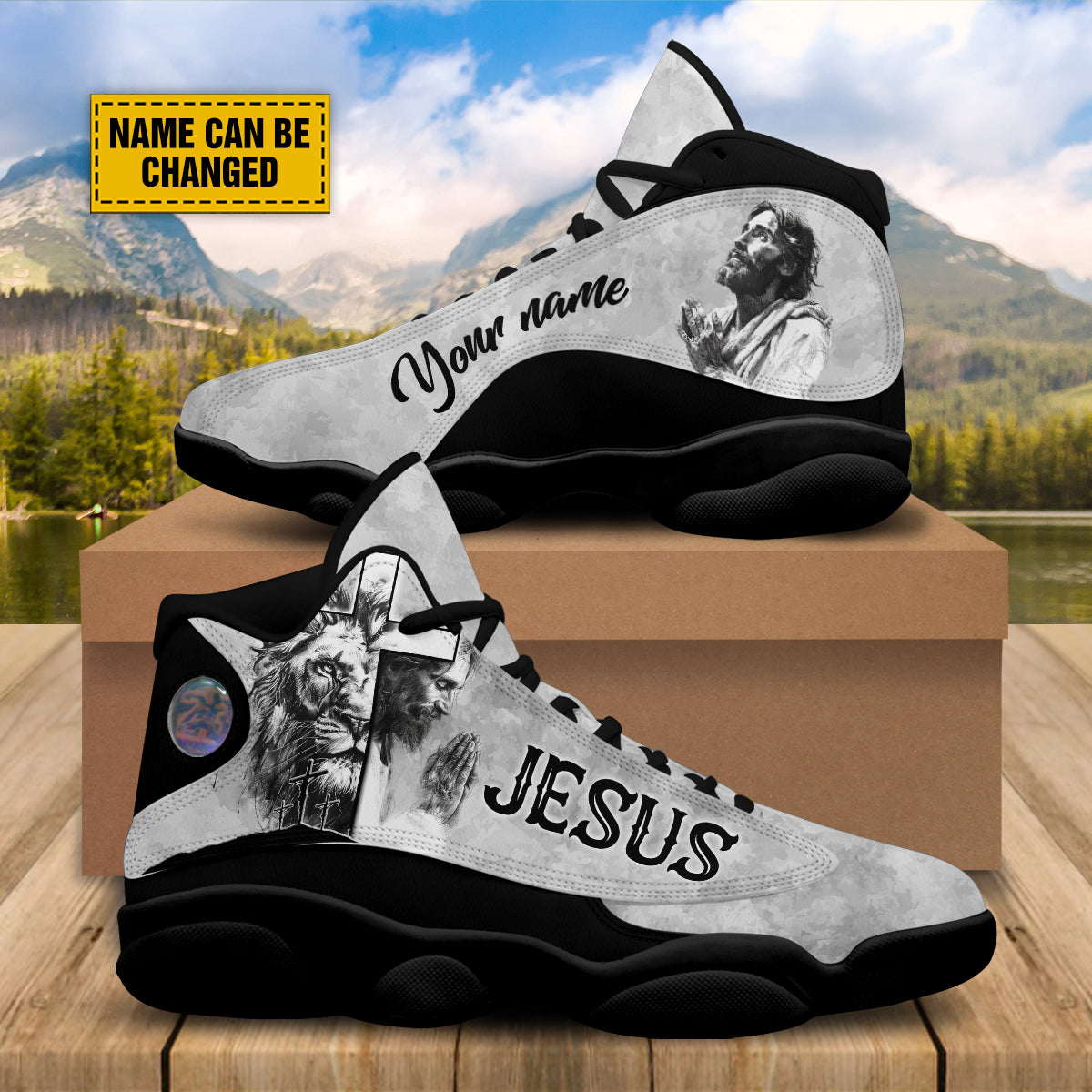 Personalized Jesus And Lion J13 Shoes - Lion Of Judah Shoes - Jesus Shoes