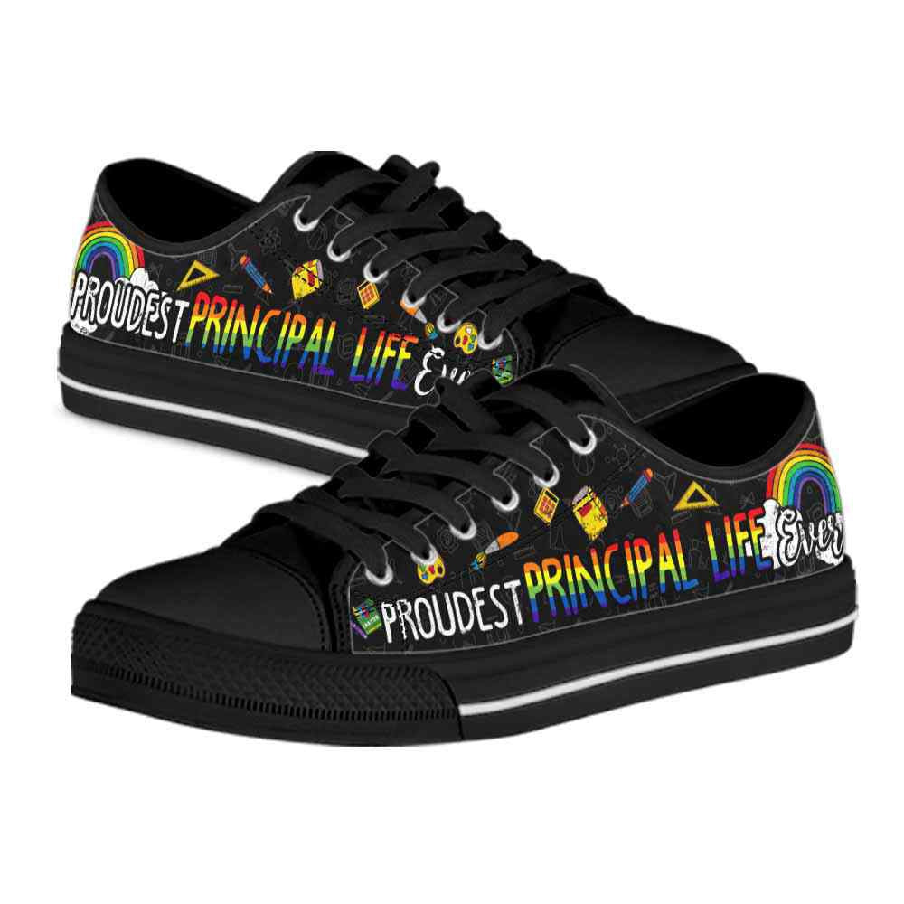 Proudest School Principal Ever Rainbow Low Top Shoes, Teacher Shoes, Low Top Sneakers
