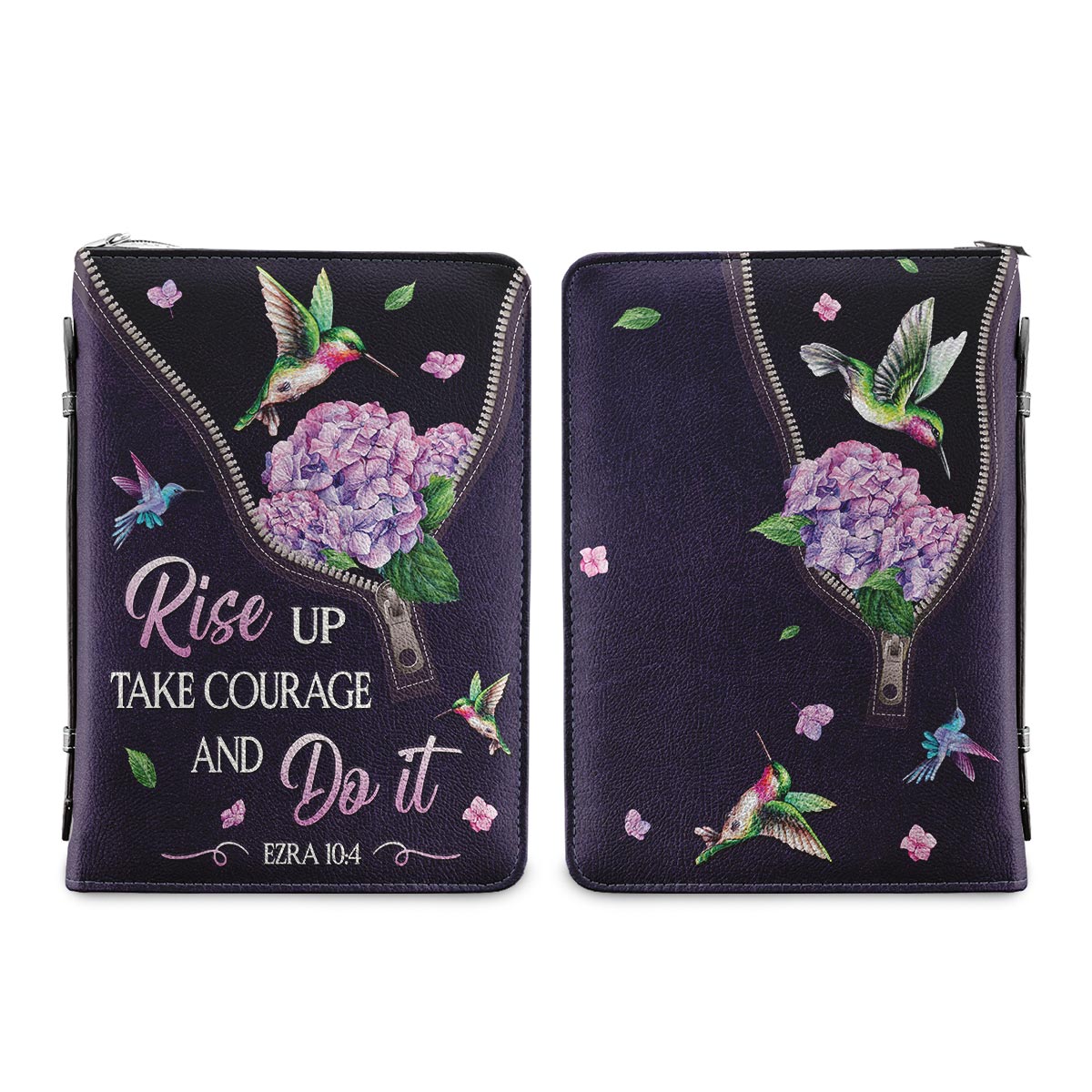 Rise Up Take Courage And Do It Ezra 10 4 Hummingbird Personalized Bible Cover - Christian Bible Covers For Women