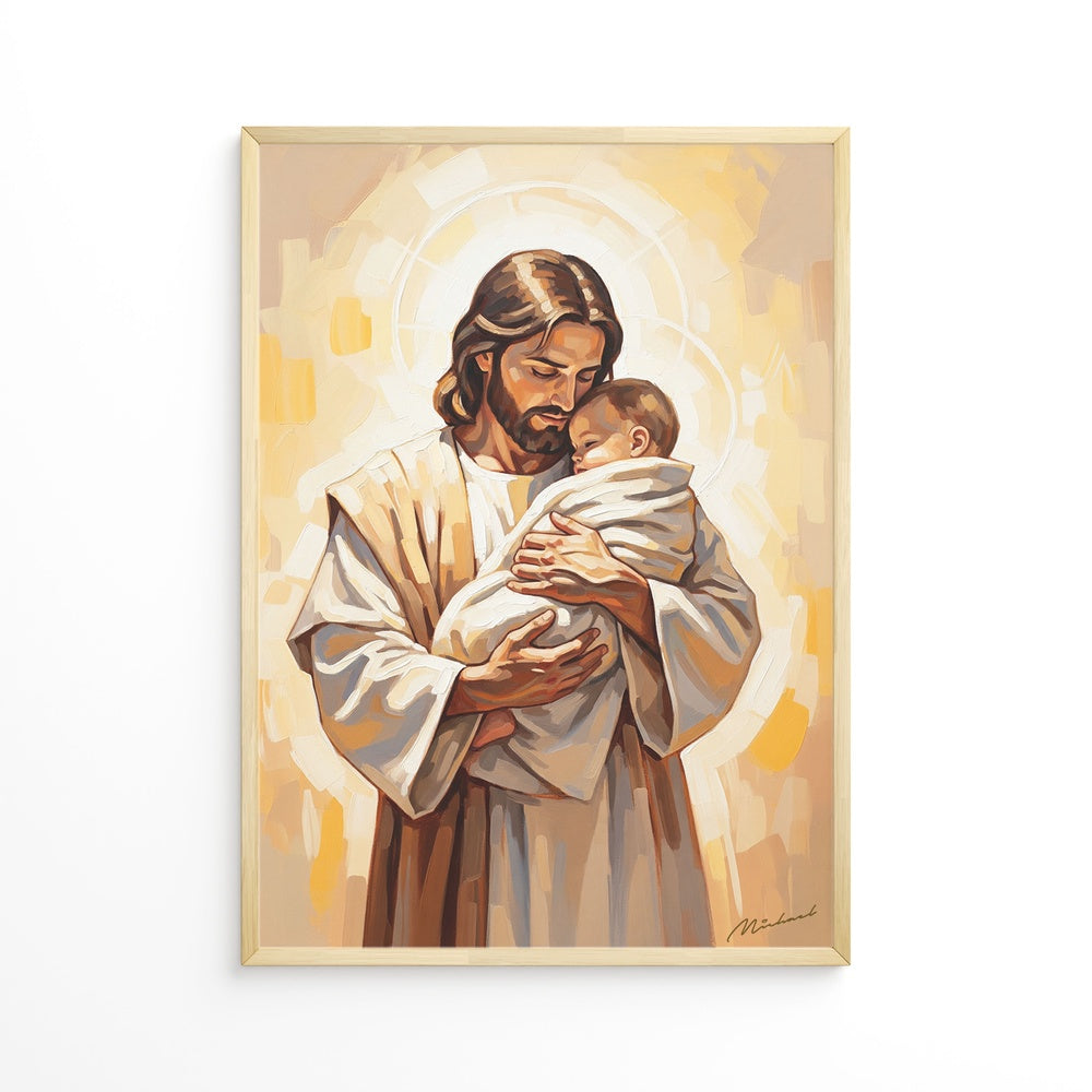 Safe in His Arms II, Christian Canvas Wall Art, Christmas Gift Ideas, Christian Home Decor, Ciaocustom
