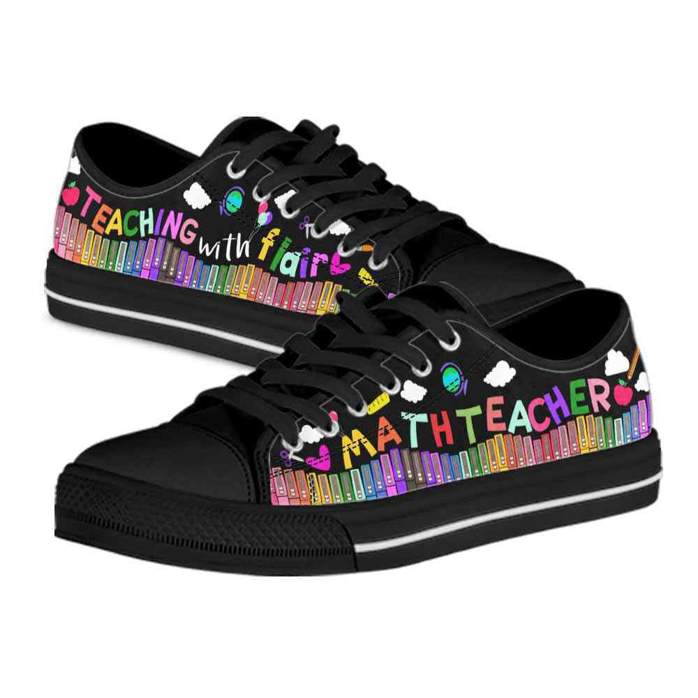 School Math Teacher Teaching With Flair Low Top Shoes, Teacher Shoes, Low Top Sneakers
