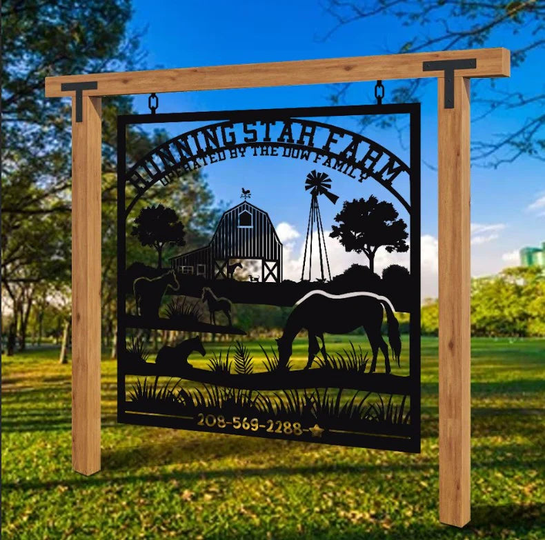 Custom Metal Horse Stable Barn Sign - Custom Horse Farm Sign - Farm House Decor - Large Metal Farm Signs