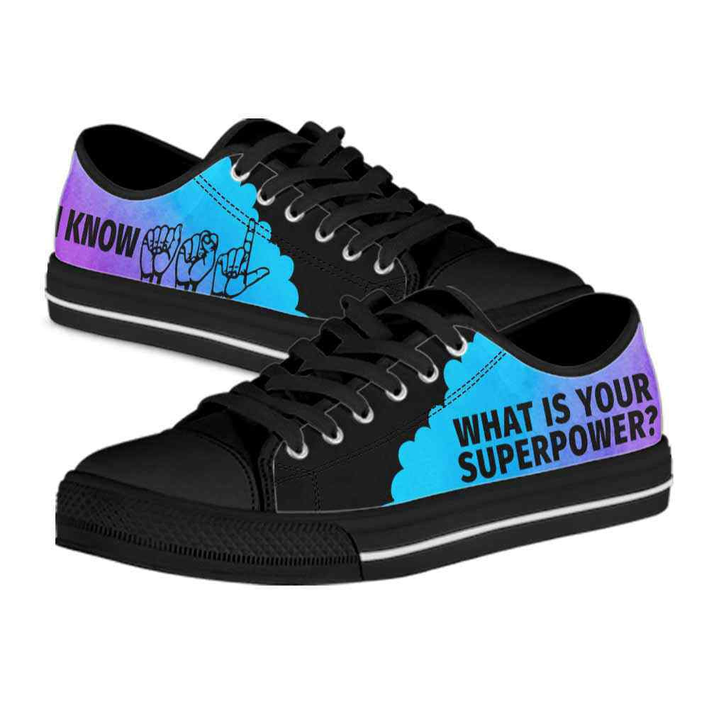 Sign Language Gradient Cloud What Is Your Superpower Low Top Shoes, Teacher Shoes, Low Top Sneakers