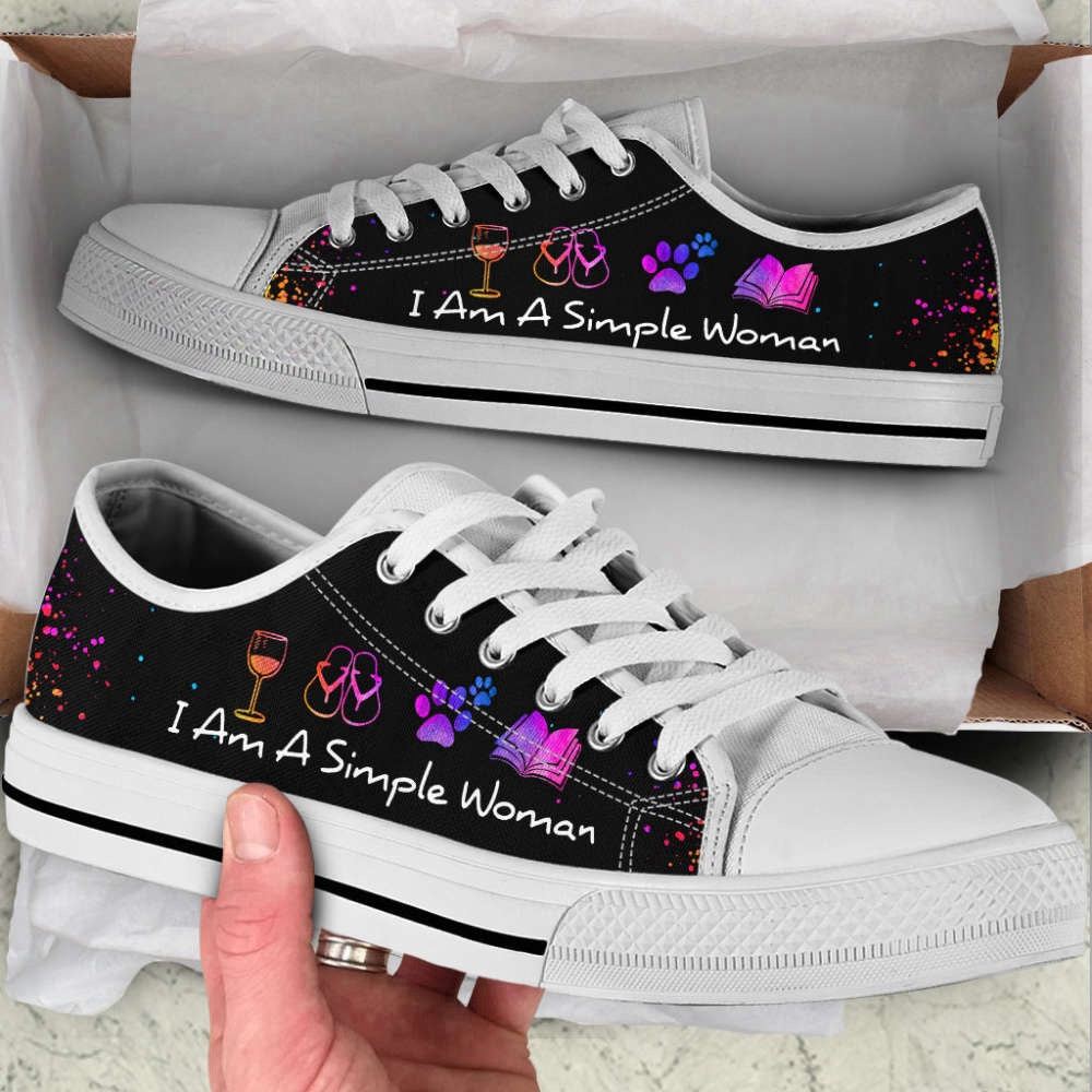 Simple Woman Low Top Shoes Canvas Print , Low Top Sneaker, Low Top Canvas Shoes