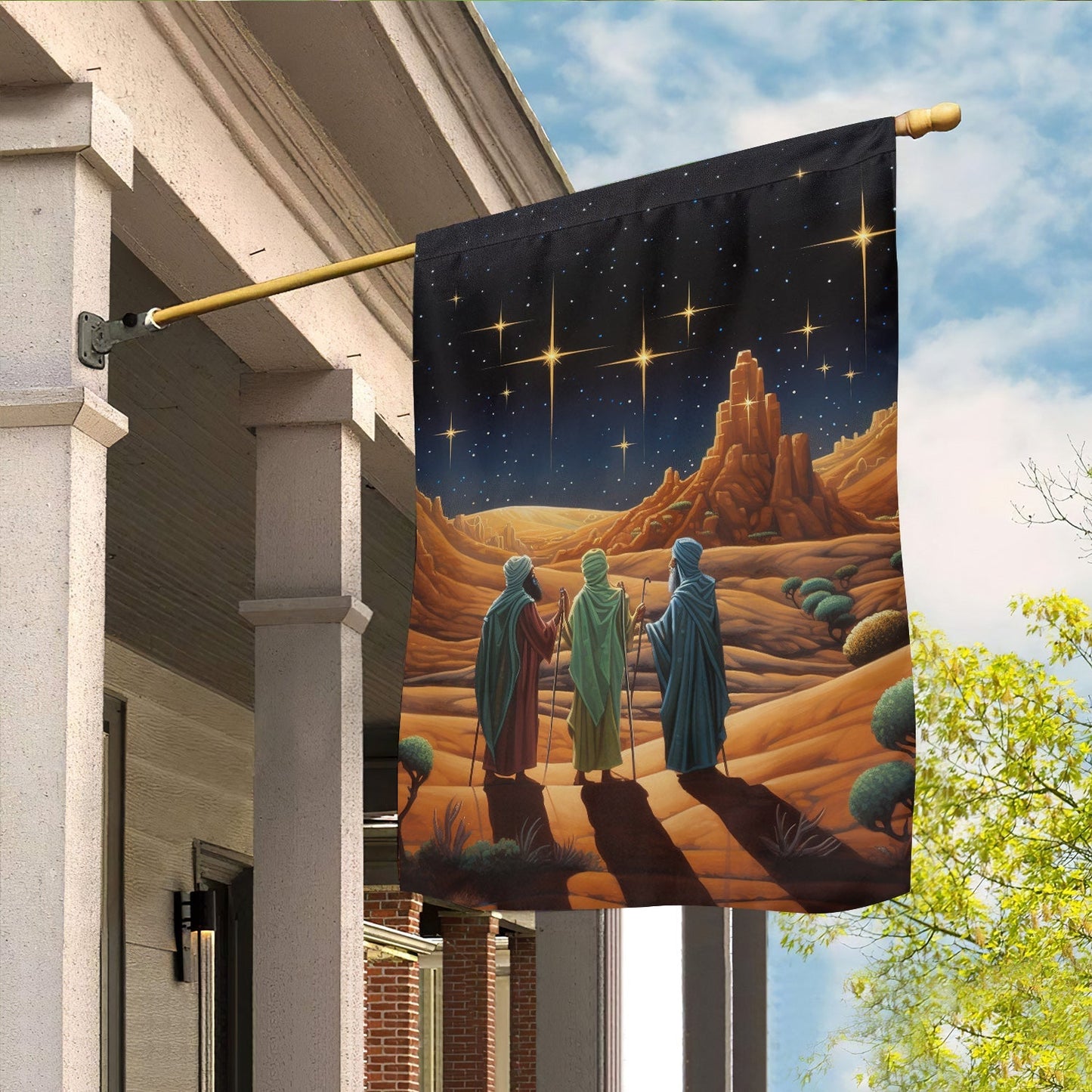 Starry Night Journey The Three Wise Men's Quest Christmas Garden Flag - Christian House Flag