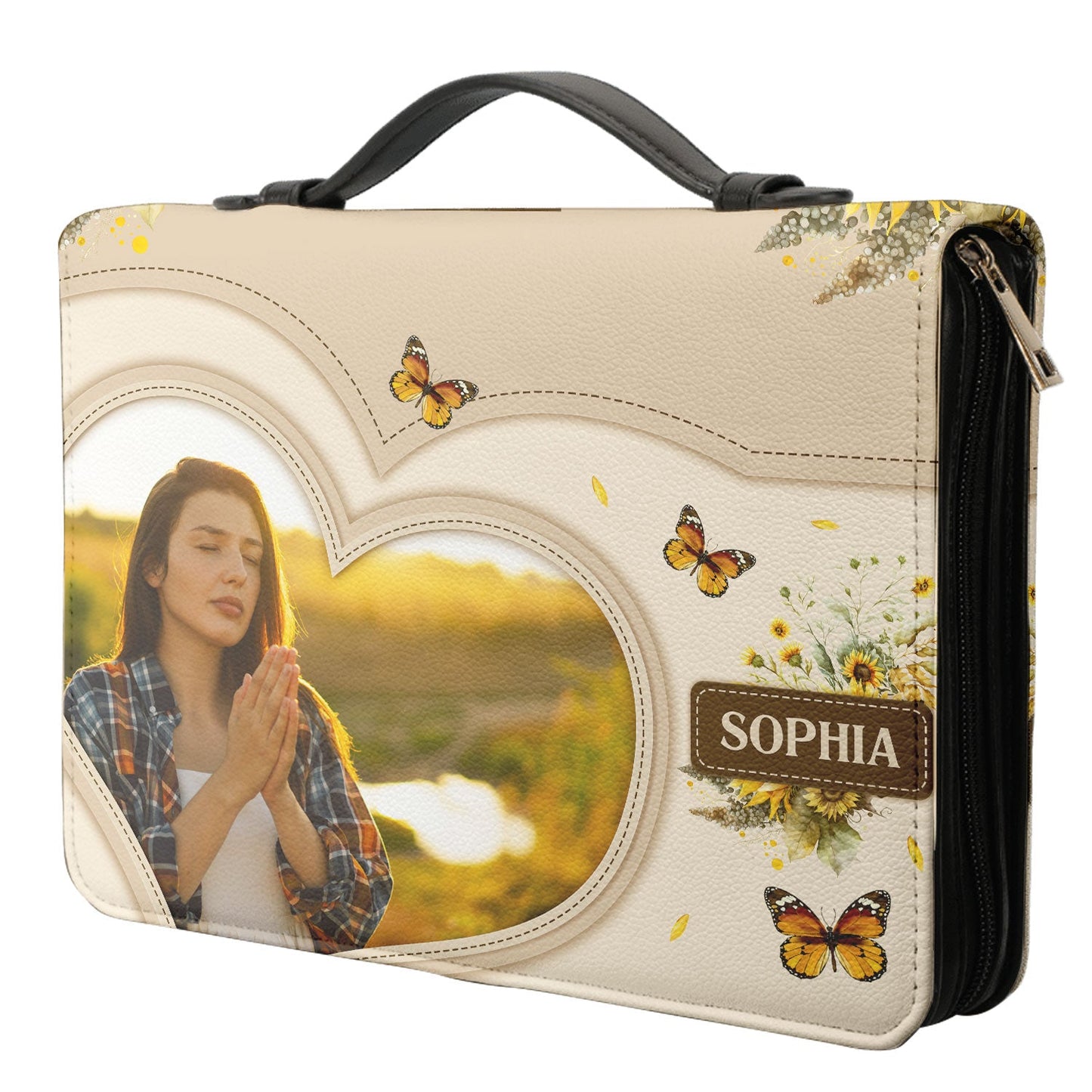Sunflower Butterfly Faith Custom Photo Bible Cover for Christians