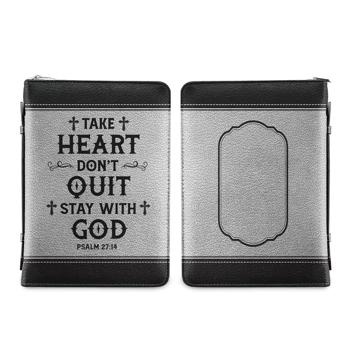 Take Heart Dont Quit Stay With God Psalm 27 14 Personalized Bible Cover - Christian Bible Covers For Women