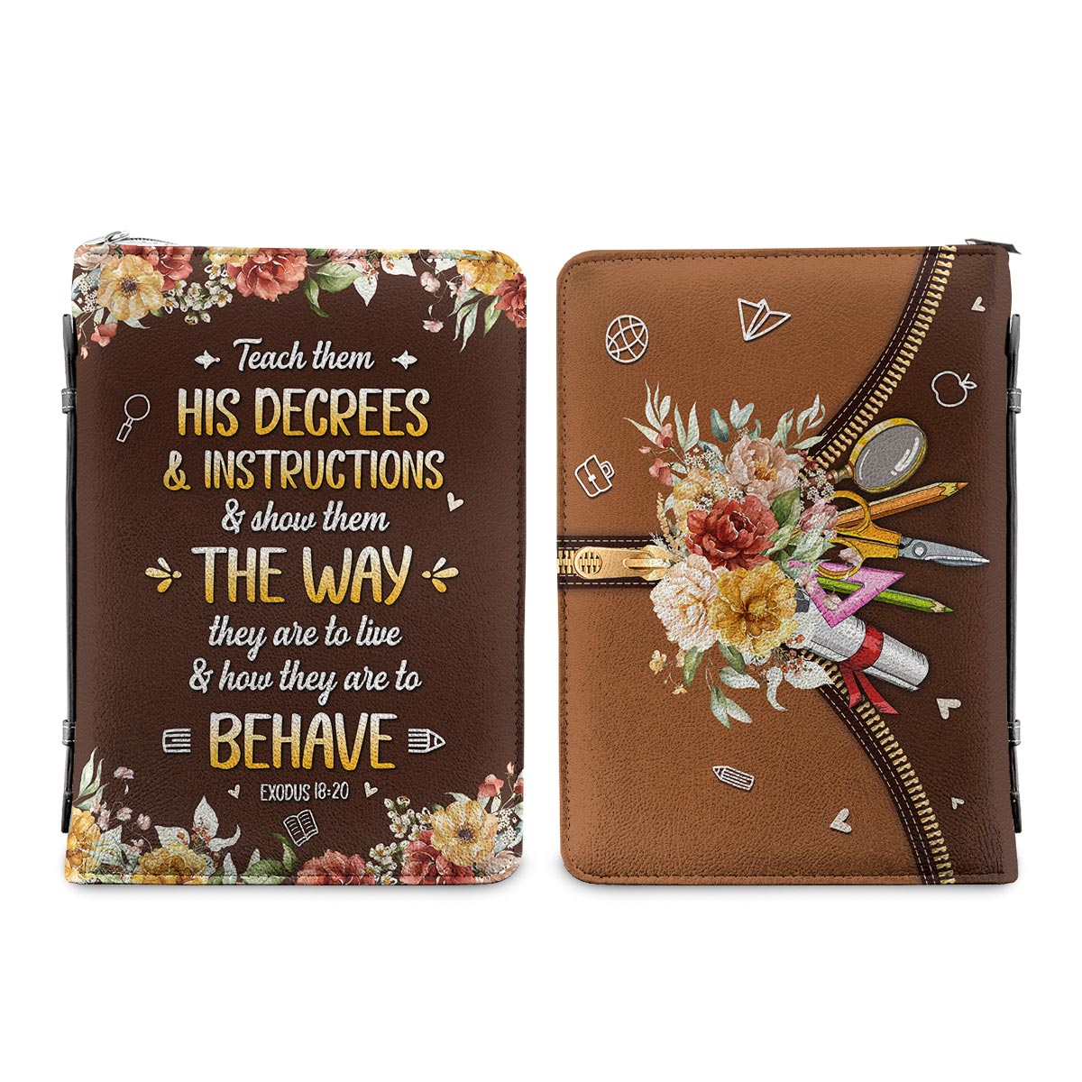 Teach Them His Decrees And Instructions Exodus 1820 Personalized Bible Cover - Christian Bible Covers For Women