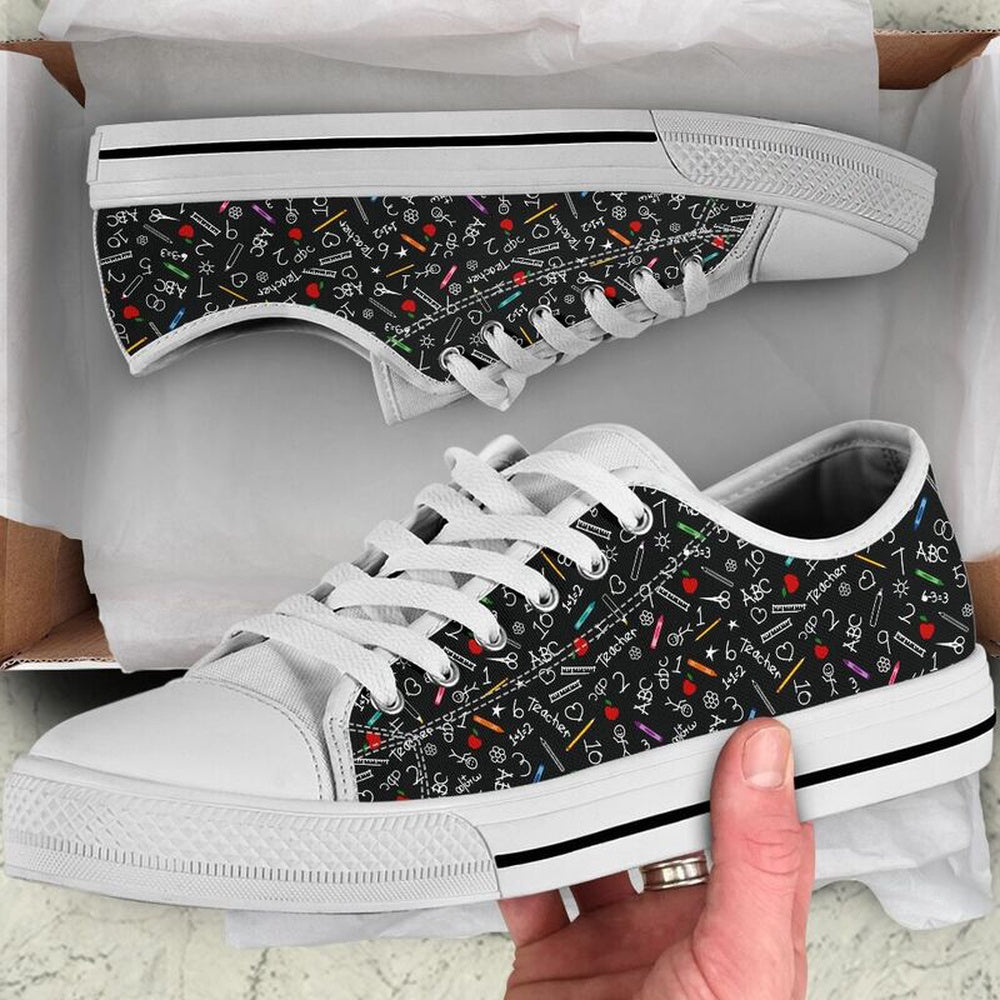 Teacher Pattern Low Top Shoes, Teacher Shoes, Low Top Sneakers