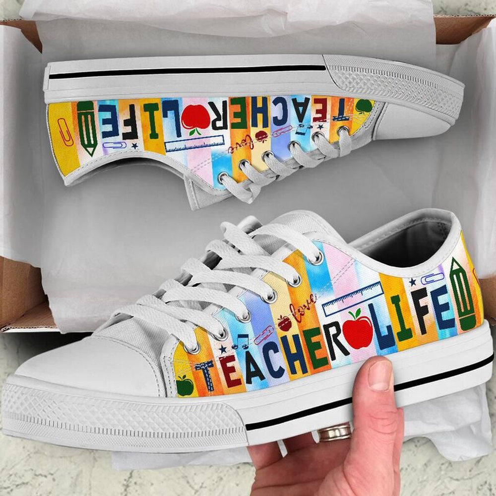 Teacher Pattern Stripe Color Shoes, Teacher Shoes, Low Top Sneakers
