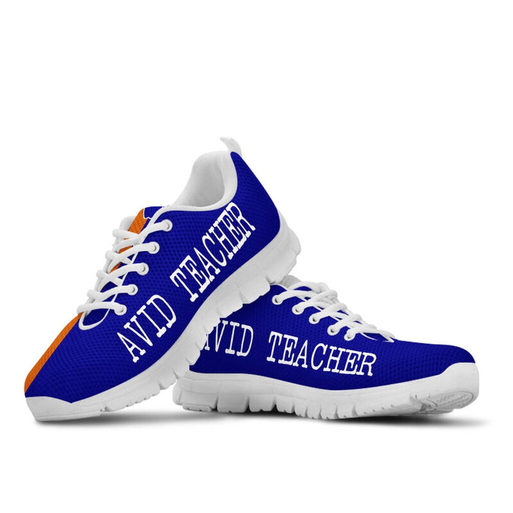 Teacher Sneaker, AVID Teacher Rock Navy, Burnt Orange Sneakers, Fun Teacher Shoes