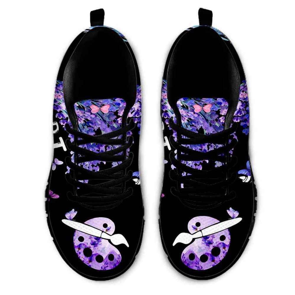 Teacher Sneaker, Art Teacher Lavender Flower Love Sneakers Shoes, Fun Teacher Shoes