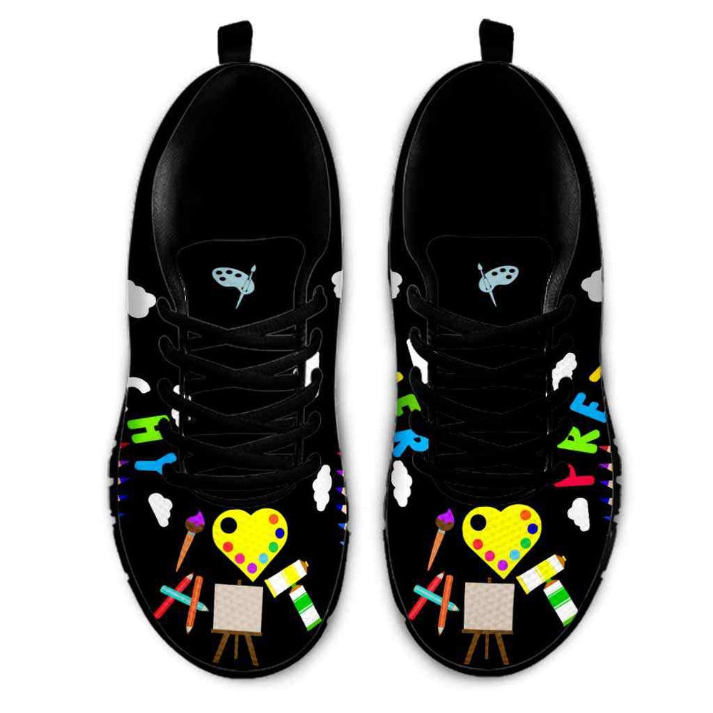 Teacher Sneaker, Art Teacher Pencil Pretty Sketchy Sneaker Shoes, Fun Teacher Shoes