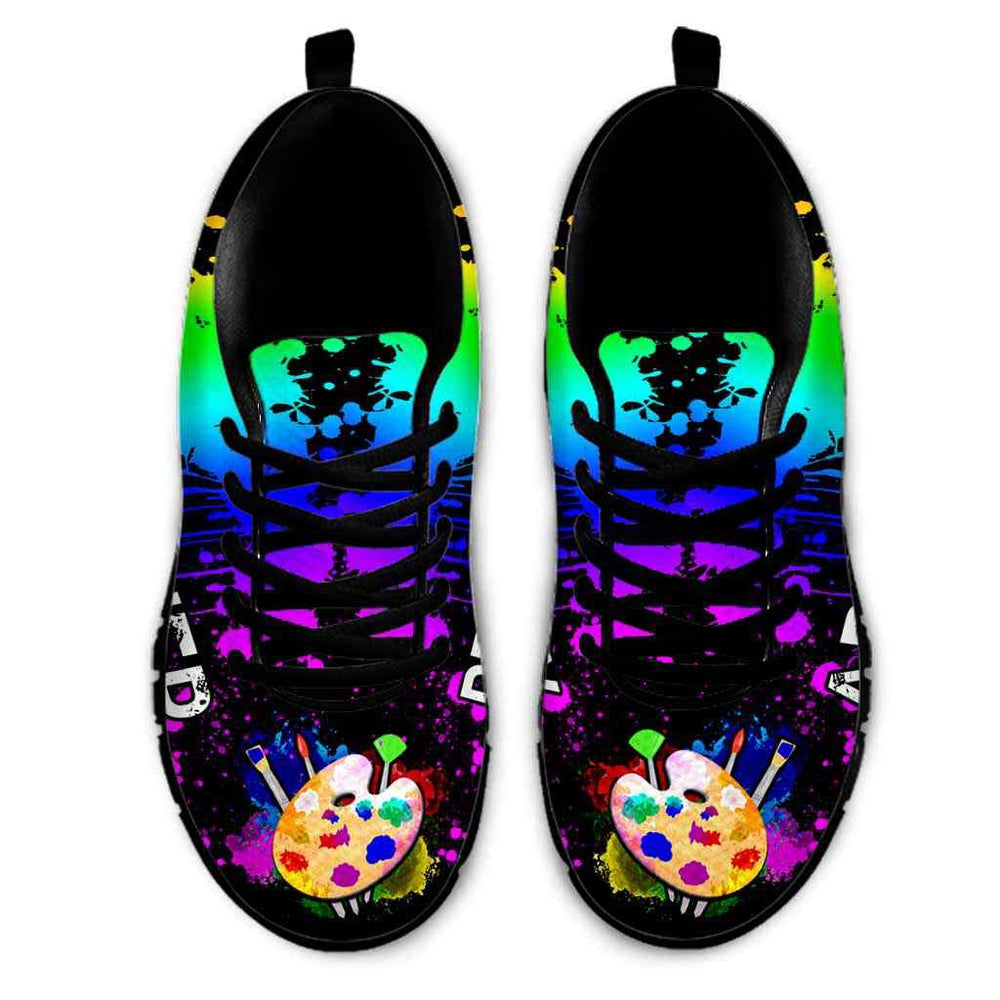 Teacher Sneaker, Art Teacher Watercolor Drip Pretty Sketchy Sneaker Shoes, Fun Teacher Shoes