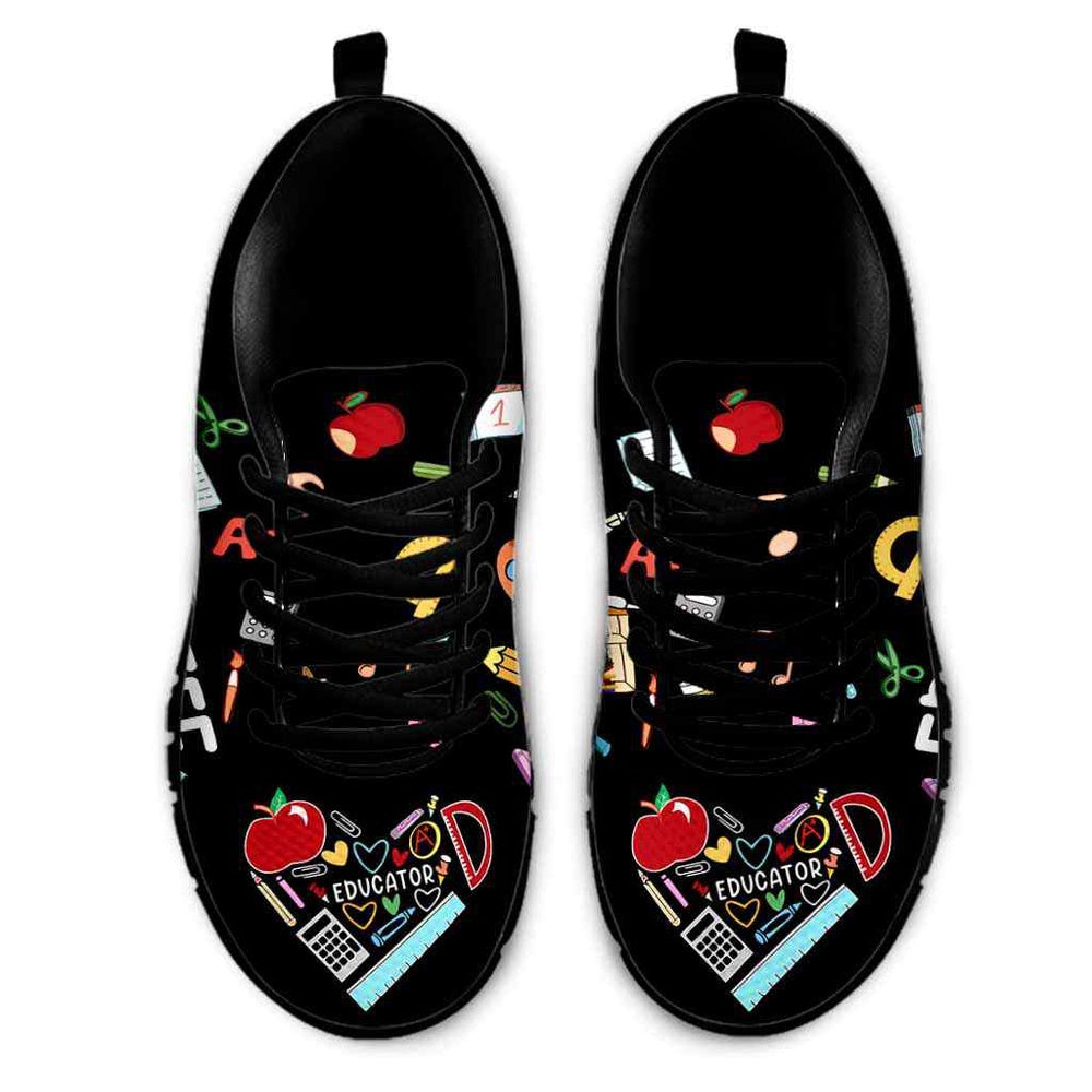 Teacher Sneaker, Educator Colorful Tools Love Sneakers Shoes, Fun Teacher Shoes