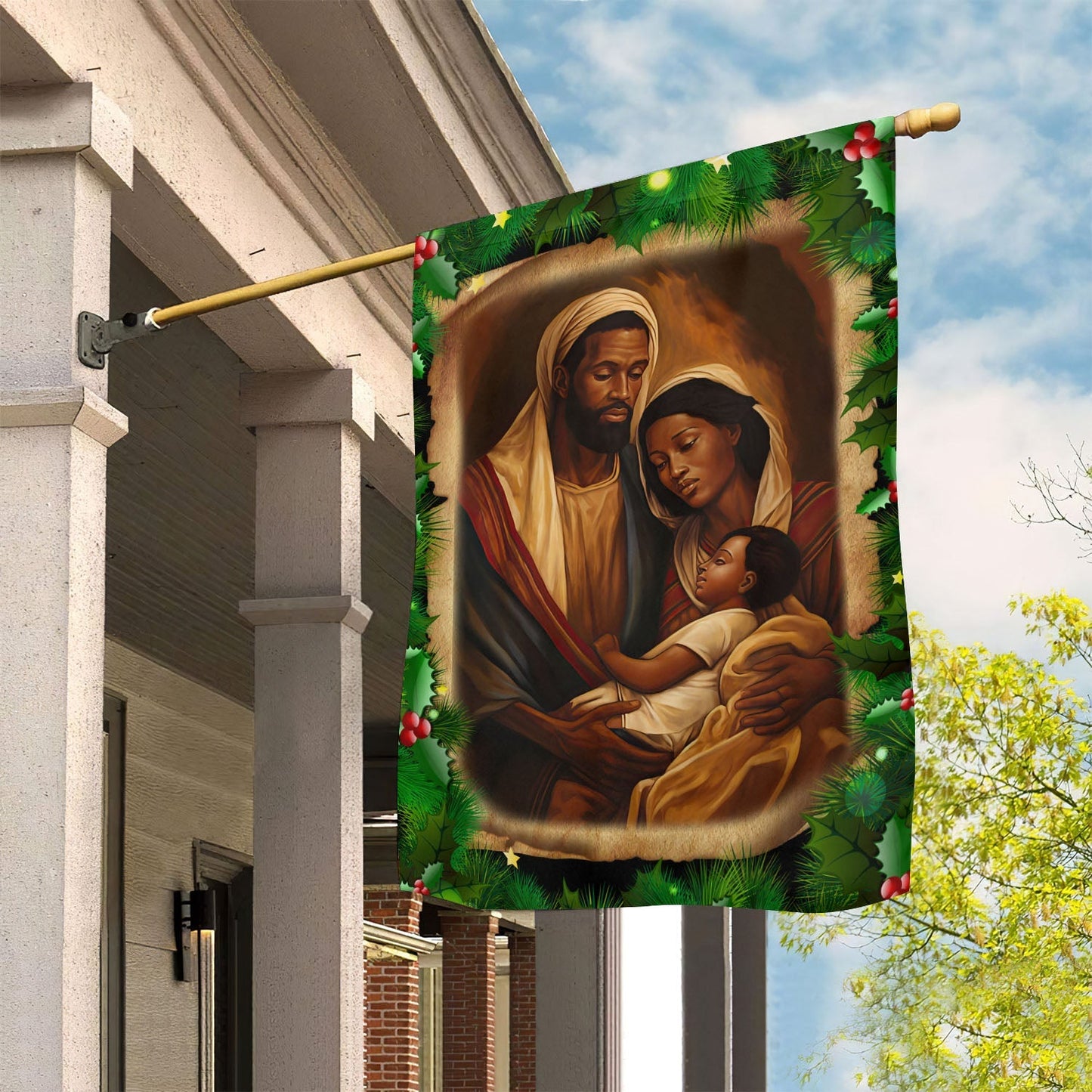 The Holy Family's Christmas Blessing Christian House Flag - Nativity Christians Flag Gift