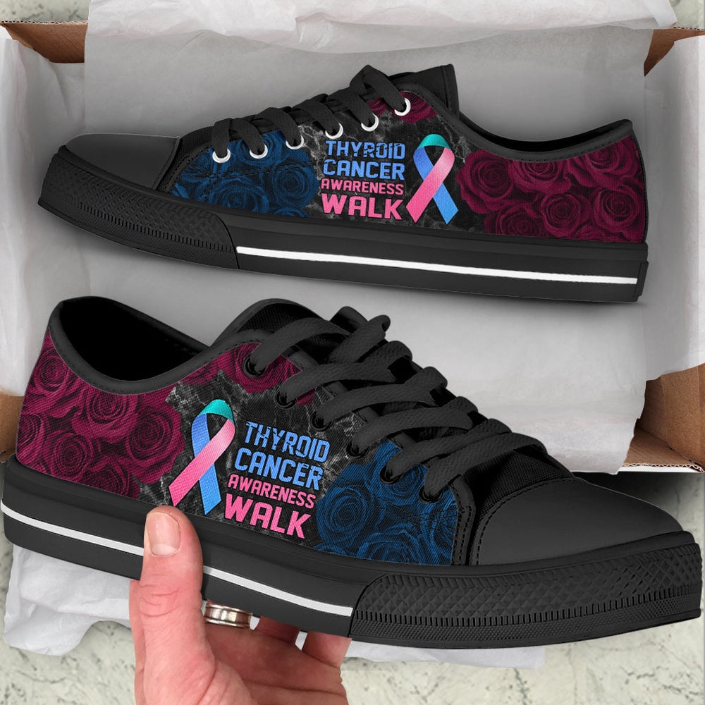 Thyroid Cancer Shoes Awareness Walk Low Top Shoes, Breast Cancer Awareness Shoes
