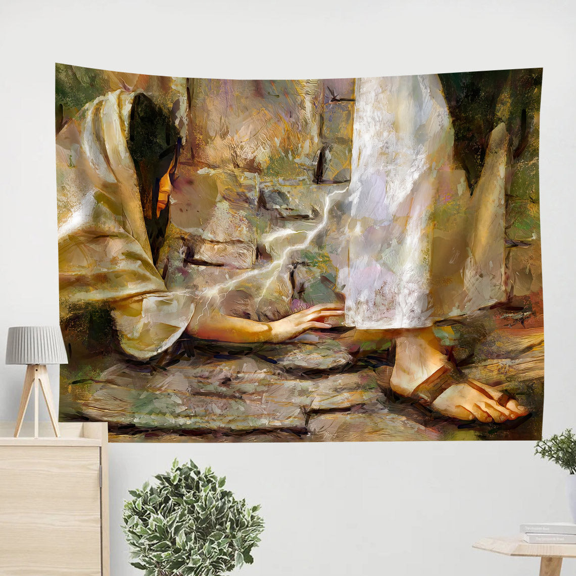 Touching The Hem Of Jesus Garment Tapestry - Christian Tapestry Wall Hanging
