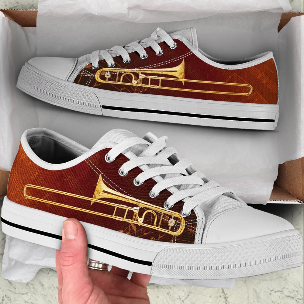 Trombone Music Bg Low Top Music Shoes, Canvas Shoes Design, Low Top Sneaker