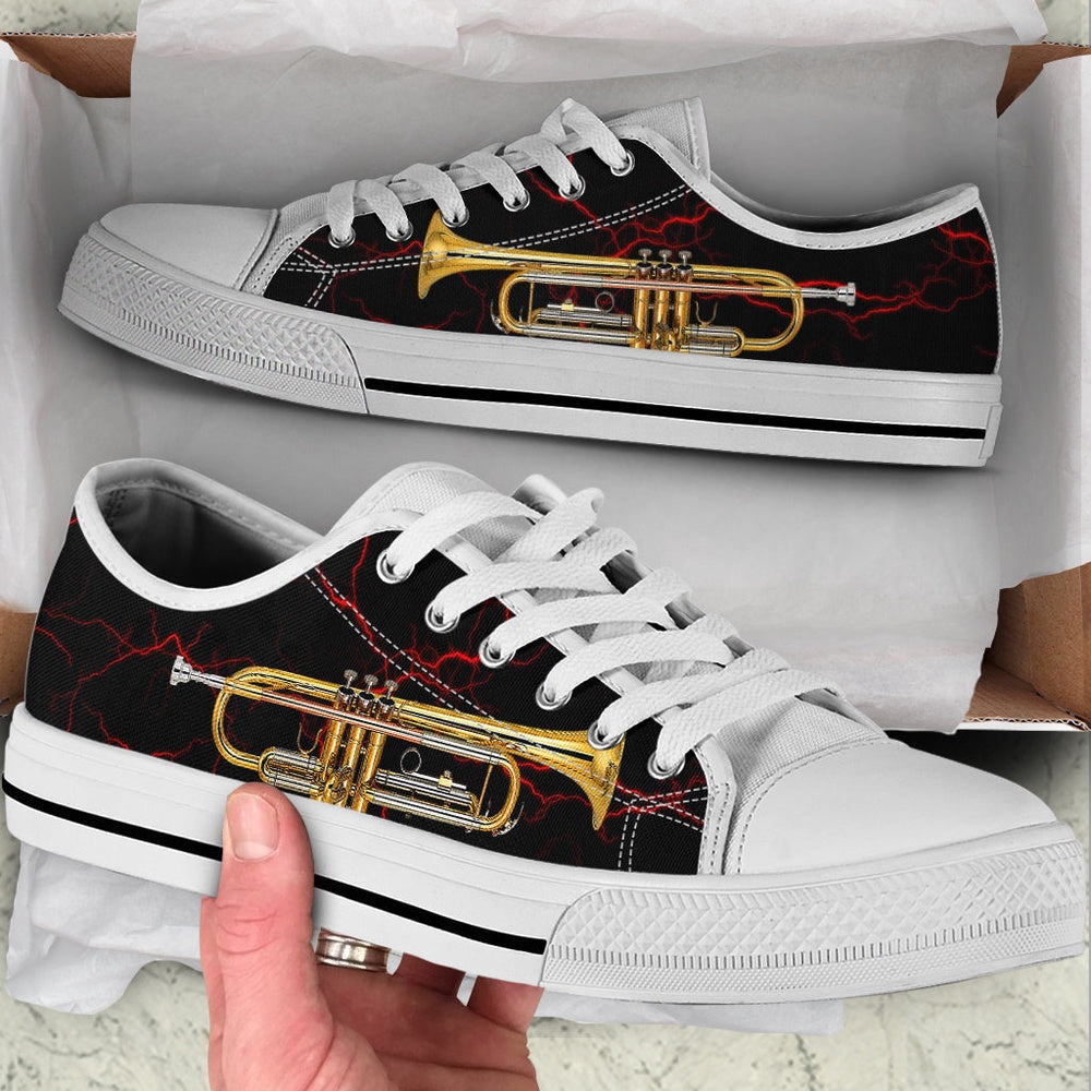 Trumpet Red Thunder Low Top Music Shoes, Canvas Shoes Design, Low Top Sneaker
