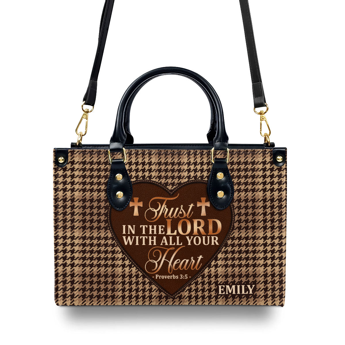 Trust In The Lord With All Your Heart Custom Name Leather Handbags For Women