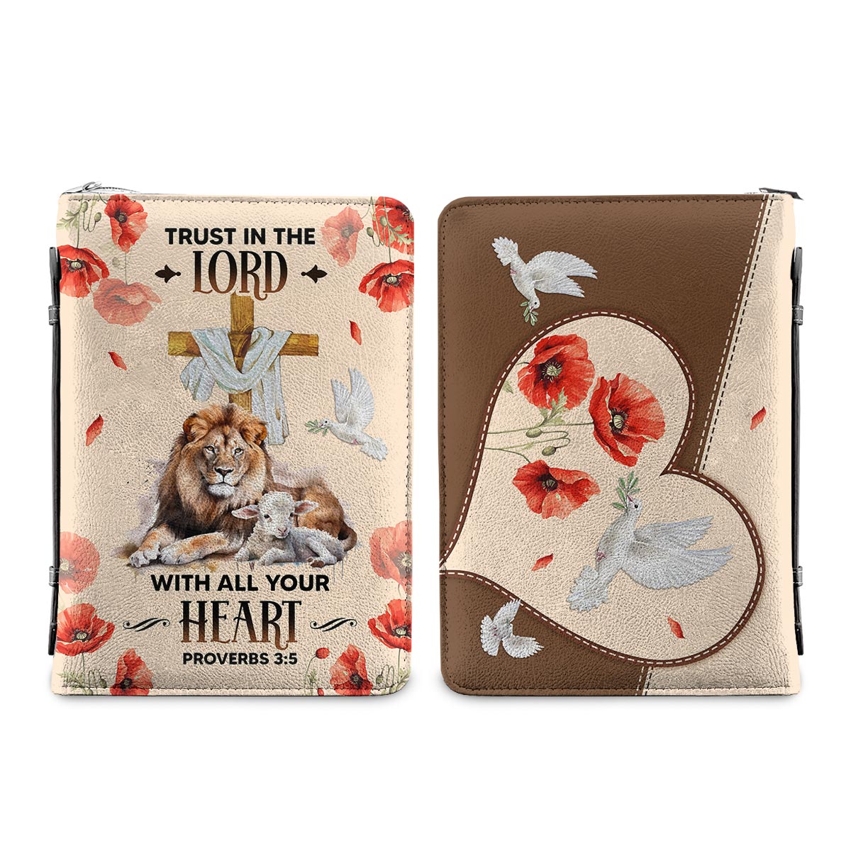 Trust Your Lord With All Your Heart Proverbs 3 5 Lion Lamb Personalized Bible Cover - Christian Bible Covers For Women