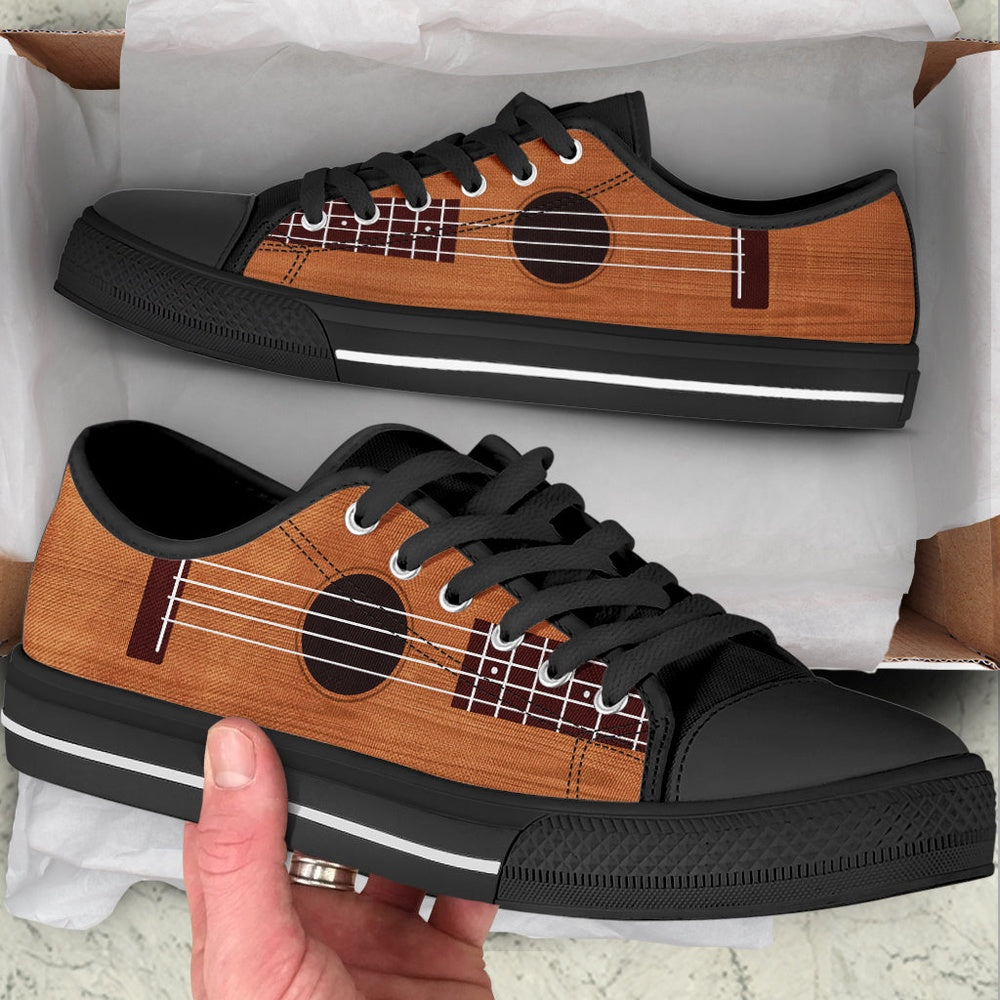 Ukulele Shortcut Low Top Music Shoes, Canvas Shoes Design, Low Top Sneaker