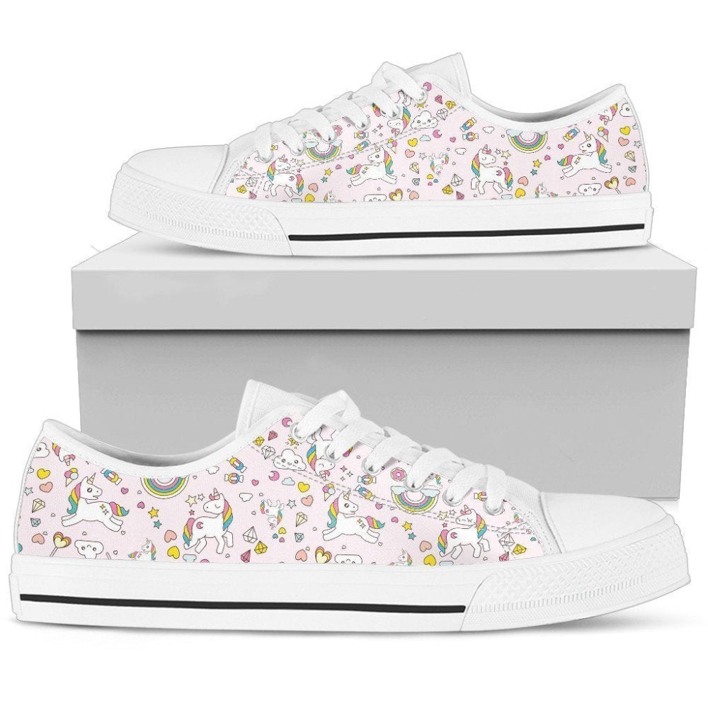 Unicorn Pink Women's Low Top Shoes , Low Top Sneaker, Low Top Canvas Shoes
