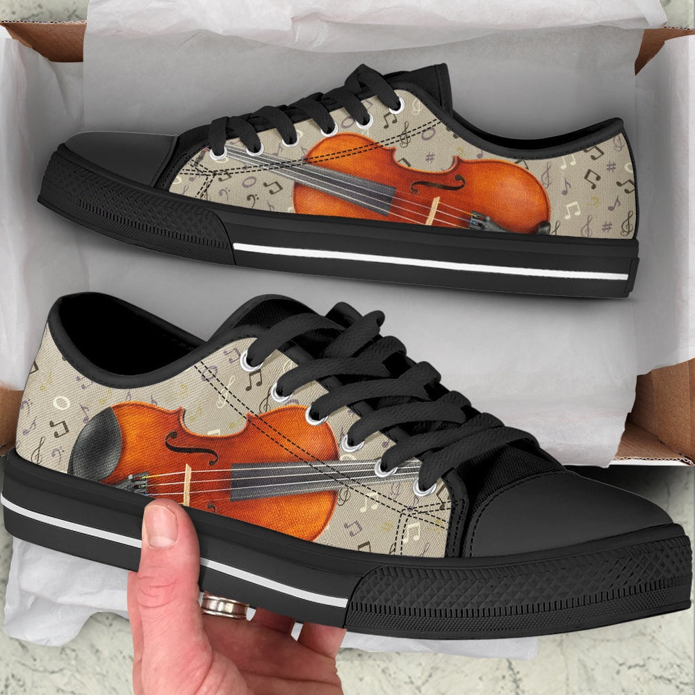 Violin Classic Low Top Music Shoes, Canvas Shoes Design, Low Top Sneaker