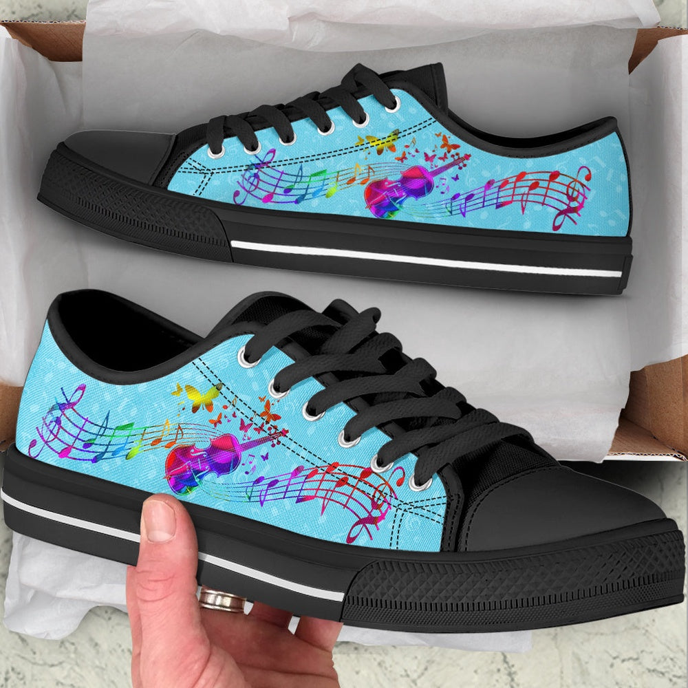 Violin Colorful Low Top Music Shoes, Canvas Shoes Design, Low Top Sneaker