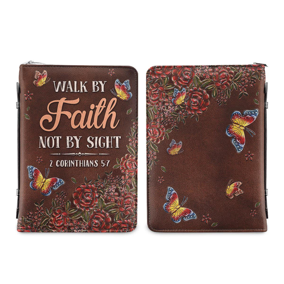 Walk By Faith Not By Sight 2 Corinthians 5 7 Gorgeous Butterfly Personalized Bible Cover - Inspirational Bible Covers For Women