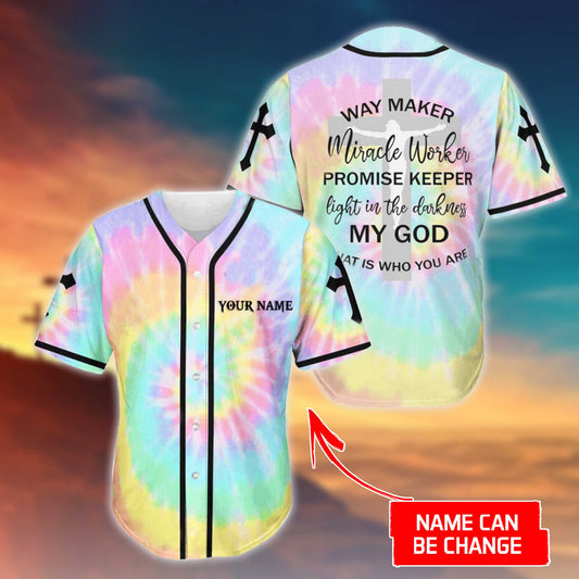 Way Maker Miracle Worker Cross Custom Baseball Jersey - Personalized Jesus Baseball Jersey For Men and Women