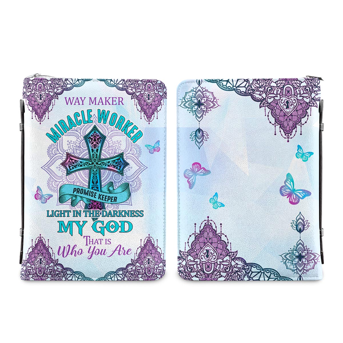 Way Maker Miracle Worker Hologram Personalized Bible Cover - Inspirational Bible Covers For Women