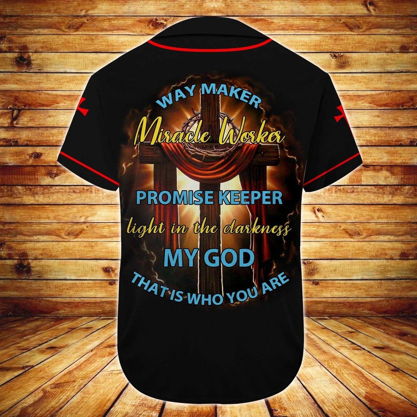 Way Maker Miracle Worker Promise Keeper Cross Custom Baseball Jersey - Personalized Jesus Baseball Jersey For Men and Women