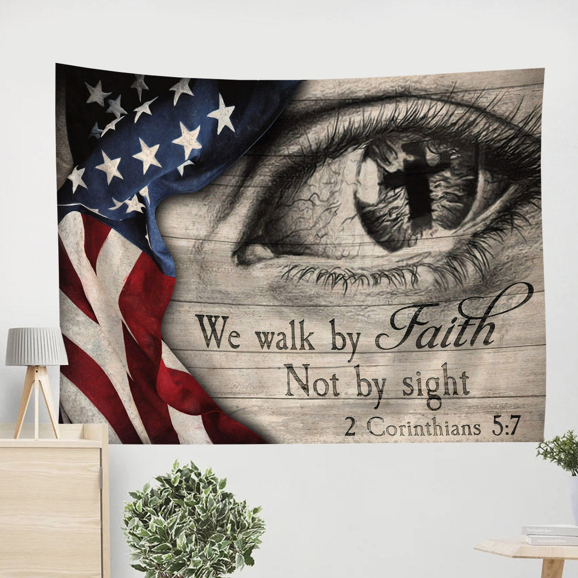 We Walk By Faith Not By Sight Tapestry - Bible Verse Tapestry