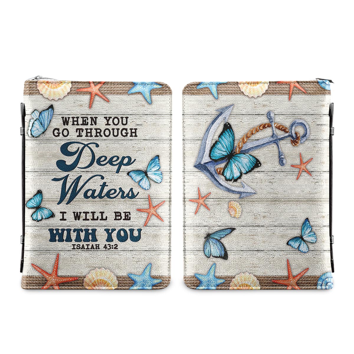 When You Go Through Deep Waters I Will Be With You Isaiah 43 2 Anchor Personalized Bible Cover - Pastor's Bible Covers