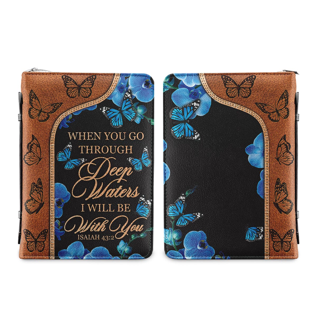 When You Go Through Deep Waters I Will Be With You Isaiah 43 2 Butterfly Personalized Bible Cover - Pastor's Bible Covers