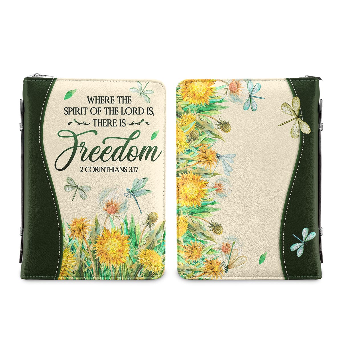 Where The Spirit Of The Lord Is There Is Freedom 2 Corinthians 3 17 Dandelion Dragonfly Personalized Bible Cover - Pastor's Bible Covers