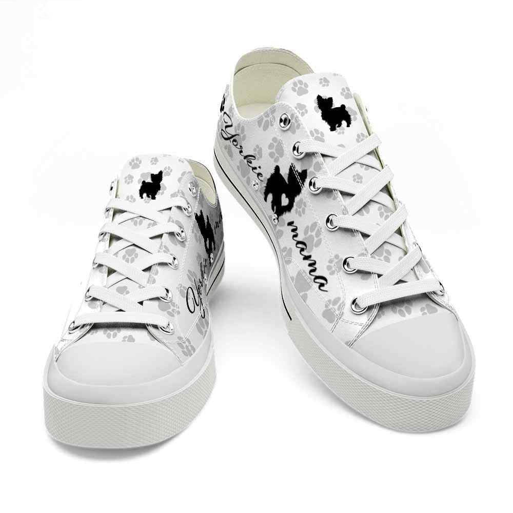 Yorkshire Terrier Paws Pattern Low Top Shoes - Happy International Dog Day Canvas Sneaker, Dog Printed Shoes, Canvas Shoes For Men, Women