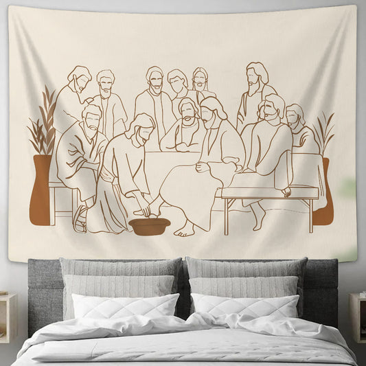 Jesus Washes His Disciples' Feet - Jesus Christ Tapestry Wall Art - Tapestry Wall Hanging - Christian Wall Art - Tapestries - Ciaocustom