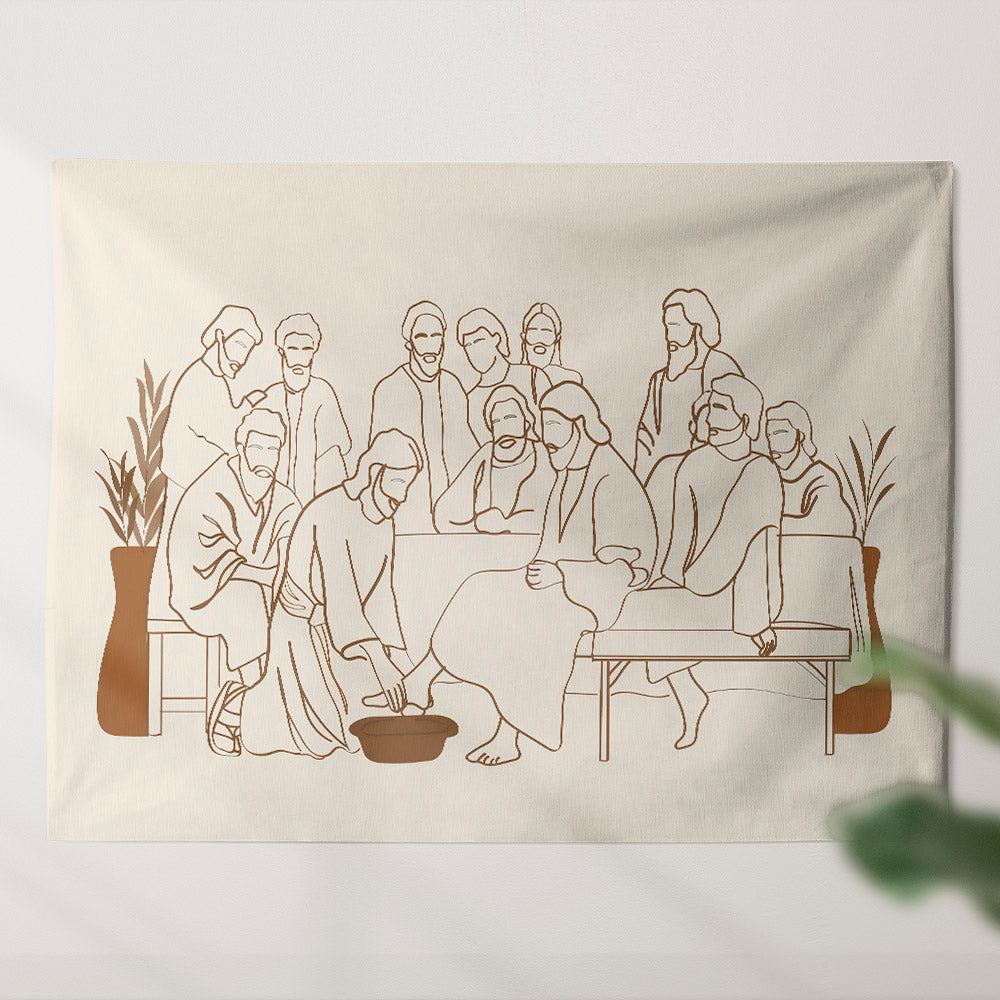 Jesus Washes His Disciples' Feet - Jesus Christ Tapestry Wall Art - Tapestry Wall Hanging - Christian Wall Art - Tapestries - Ciaocustom