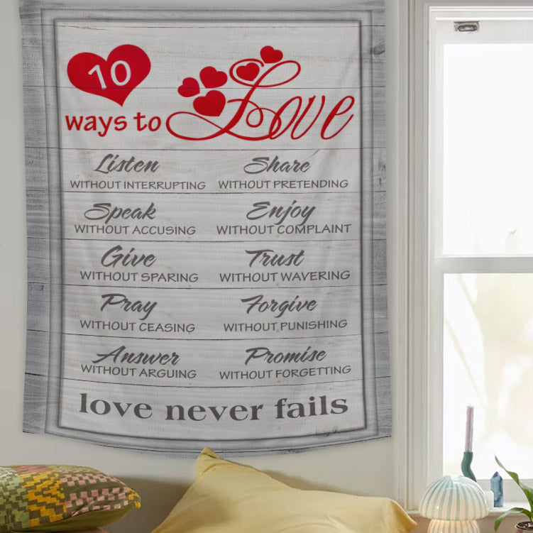 10 Ways To Love Bible Verse Wall Art - Christian Tapestry - Christian Wall Tapestry