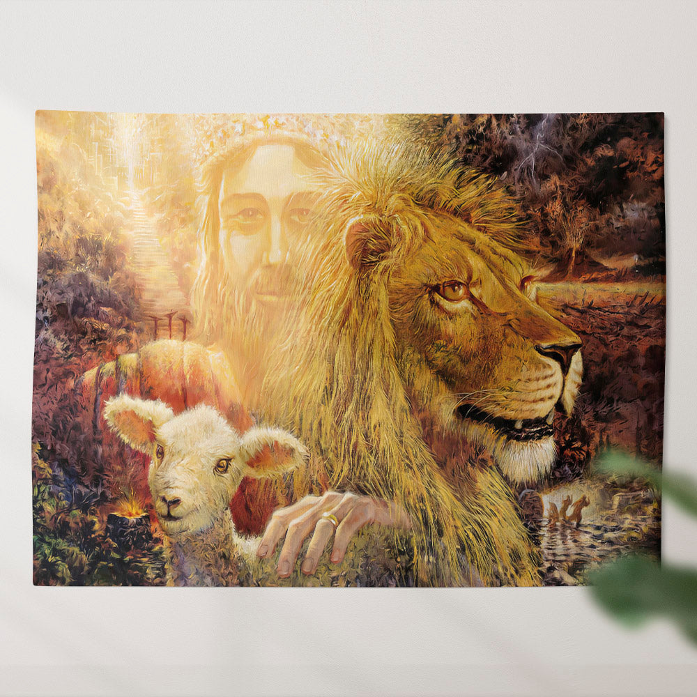 Jesus Lamb Of God - Christian Tapestry - Religious Wall Decor - Christian Wall Tapestry - Ciaocustom