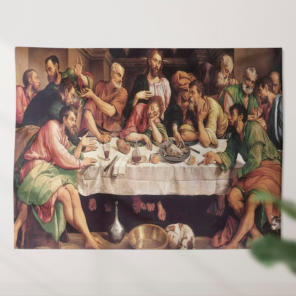 The Last Supper by Jacopo Bassano - Christian Tapestry - Jesus Wall Tapestry - Religious Tapestry Wall Hangings - Bible Verse Tapestry - Ciaocustom