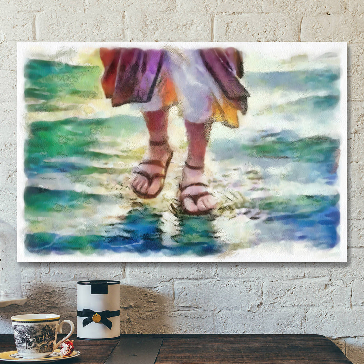 Jesus Walks on Water - Jesus Christ Watercolor Painting - Jesus Christ Wall Art - Christian Catholic Wall Decor - Ciaocustom