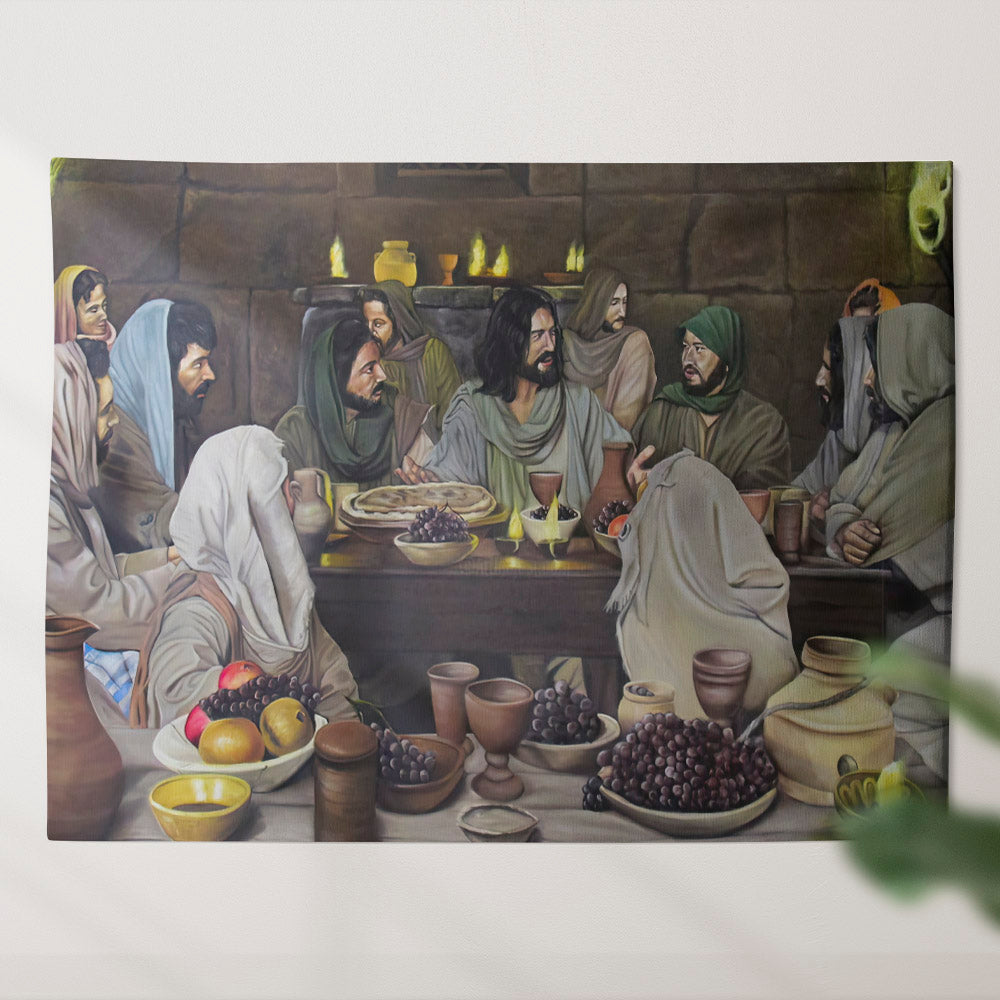 Holy Supper Painting - Christian Tapestry - Jesus Wall Tapestry - Religious Tapestry Wall Hangings - Bible Verse Tapestry - Religious Tapestry - Ciaocustom